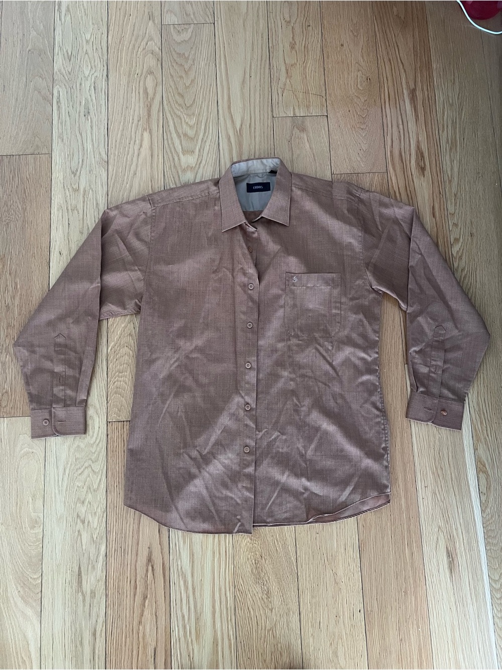 Men's Brown Long Sleeve Dress Shirt